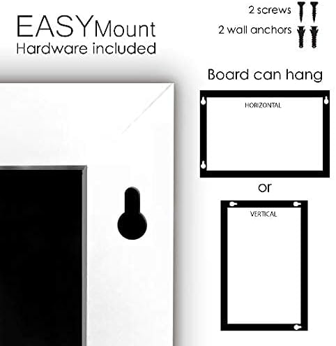 Loddie Doddie Magnetic Chalkboard & Magnet Board - 24"x36", White - Porcelain Enamel & Chalkboard Calendar - Photo & Magnet Display - Rustic Farmhouse Charm & Kitchen Menu Board