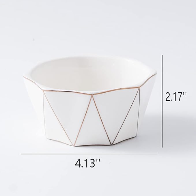 Paper Clip Holder With Gold Line Geometric Ceramic Paper Clip Dispenser for Desk Cute Paper Clip Organizer Office Binder Clip Holder (White)