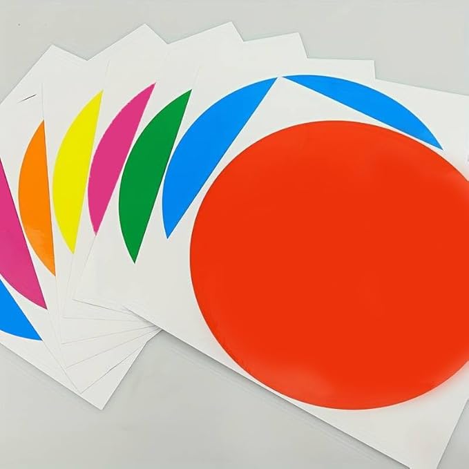 24 Pack 12''Big Size Dry Erase Dots for Classroom Tables, Peel and Stick Removeable Circle Vinyl Sticker Spots for Whiteboards, Desks, Wall Decals, Student, Teacher School Supplies, 6 Colors.