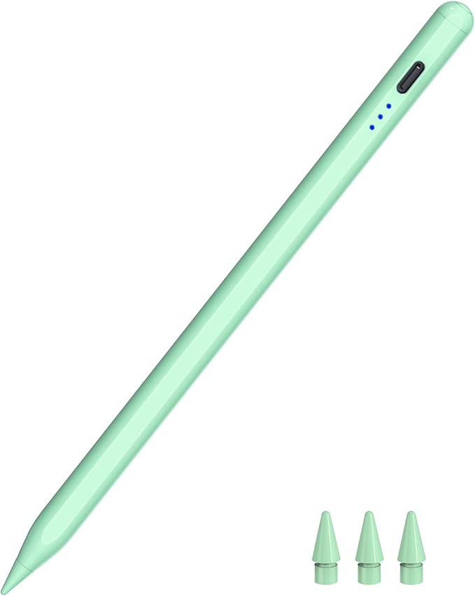 Pen for iPad 2018-2025, HATOKU 15 Mins Fast Charging Pencil 1st Gen with Tilt & Palm Rejection Compatible with iPad Air 3/4/5/M2/M3, iPad mini 5/6/7, iPad 6/7/8/9/10/11, iPad Pro 11/12.9"/M4 M5(Green)
