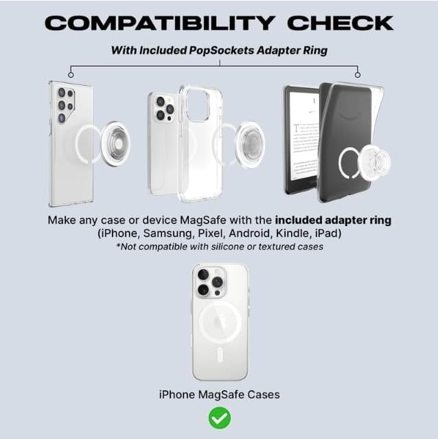 PopSockets Phone Grip for MagSafe, Magnetic Holder, Phone Stand, Black - Alum Triangle Knurled Black