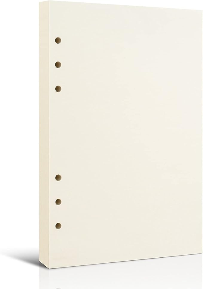 A5 Refillable Paper, A5 Blank Refill Paper, A5 Binder Refills for 6-Ring Binders Planner Traveller Journal Notebook Dairy,Filler Paper Insert, 80 Sheets 160 Pages, Blank