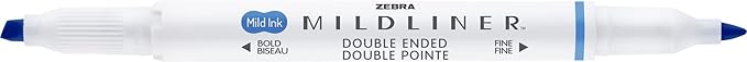 Zebra Pen Mildliner Dual-Tip Highlighters, Broad and Fine Tips, Ideal for Bible Highlighting, No Bleed, School Supplies, Teacher Supplies, and Office Supplies, Mild Dark Blue Ink, 12-Pack (78320upc)