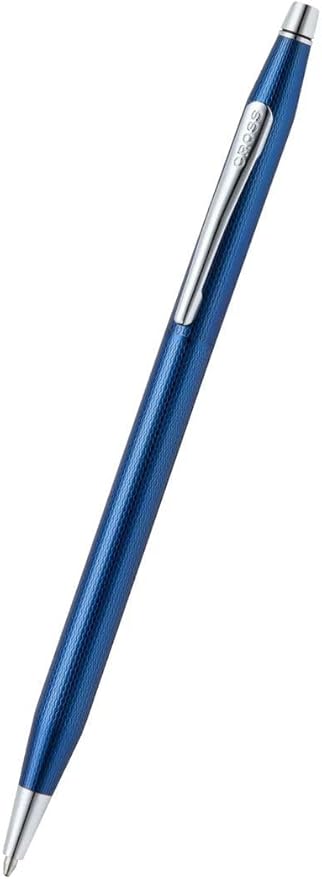 Cross Classic Century Translucent Cobalt Blue Engraved Diamond Pattern Ballpoint Pen - Refillable Pen for Effortless Writing - Black Ink - Durable Construction - Premier Distinctive Look