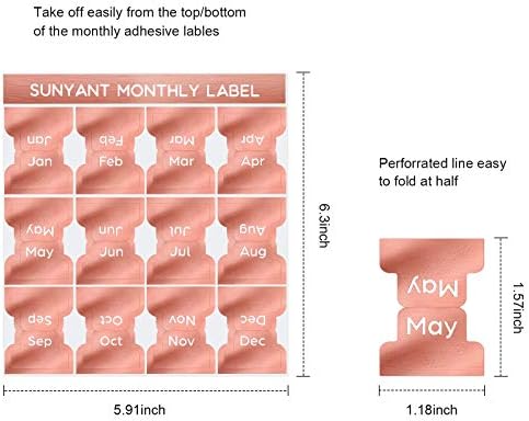 Outus 24 Pieces Monthly Adhesive Tabs for Planner - Designer Accessories Monthly Tabs Stickers Decorative for Office Planners Organizations Sturdy Notebook Planners Journal(Rose Gold)