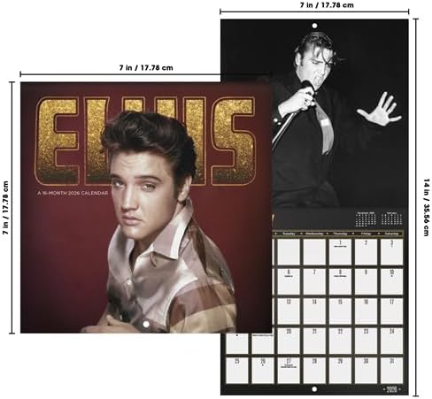 Elvis Presley Calendar 2026 - Deluxe 2026 King of Rock and Roll Mini Calendar Bundle with Over 100 Reminder Stickers (Graceland Gifts, Office Supplies)