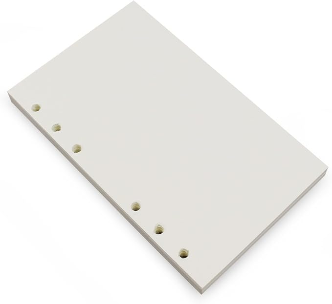 6-Ring A6 Binder/Planner Refill Paper, 6 Hole,6 3/4 x 4 1/8 Inches Refillable White Paper for Loose Leaf Binder Notebook Diary Traveler Journal Inserts, 80 Sheets/160 Pages,Blank