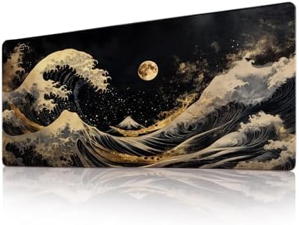 Gaming Mouse Pad Desk Pad XL Large Mouse Mat Keyboard Mat Office Desk Decor AccessoriesKeyboard Mat Office Desk Decor Accessories (Golden sea Wave)