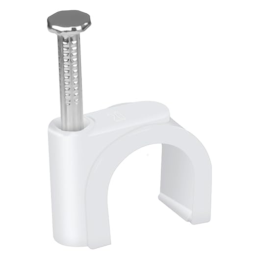 LeMotech Cable Clips, 100pcs 20mm Cable Tacks with Steel Nails, Coax Cable Clips Speaker Wire Clips for Cord Management AWG 4/0 Welding Cable Three-Core 35mm Power Cable Wall Wire Clips, White