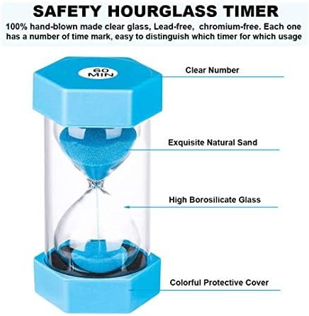 SuLiao Hourglass Sand Timer for Adult,Plastic Sand Clock 1/3 Minutes Set,Large Red Blue Sand Watch 1&3 Min,Reloj de Arena Niños,Colorful Hour Glass Sandglass Timer for Classroom,Games,Kitchen,Decor