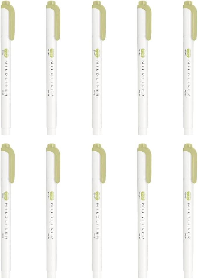Zebra Highlighter, Mildliner, Mild Olive, 10 Count B-WKT7-MOL