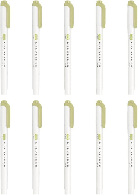 Zebra Highlighter, Mildliner, Mild Olive, 10 Count B-WKT7-MOL