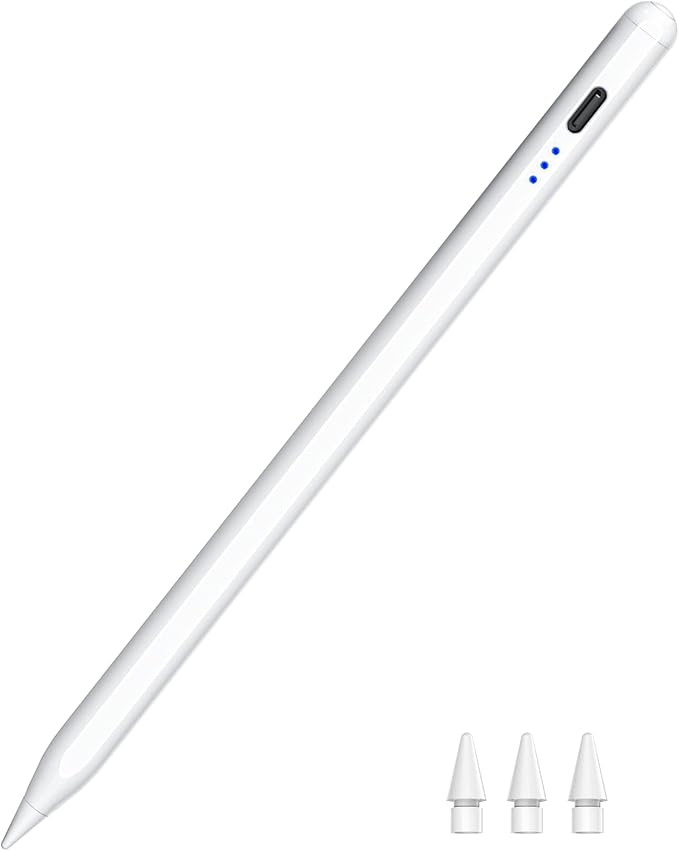 Stylus Pen for iPad 2018-2025, 15 Mins Fast Charging Magnetic Pencil (1st Generation) with Tilt Sensitivity & Palm Rejection for iPad 6-8/9/10/11, Air 3/4/5/M2/M3, Mini 5/6/7, Pro 11/12.9/M4/M5