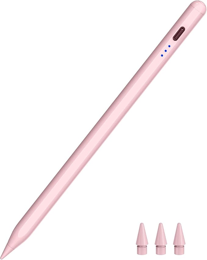 Pen for iPad 2018-2025, HATOKU 15 Mins Fast Charging Pencil 1st Gen with Tilt & Palm Rejection Compatible with iPad Air 3/4/5/M2/M3, iPad mini 5/6/7, iPad 6/7/8/9/10/11, iPad Pro 11"/12.9"/M4/M5(Pink)