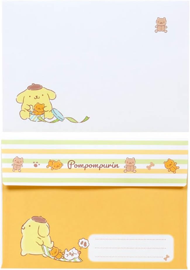 Sanrio 493881 Character Letter Set, Pom Pom Pudding, Package (approx.): Width 6.3 x Depth 0.3 x Height 8.7 inches (16 x 0.8 x 22 cm)