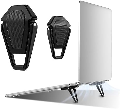 Portable Invisible Laptop Stand, Mini Aluminum Cooling Pad,Computer Keyboard Mount Kickstand,Ergonomic Lightweight Laptop Desk Stand (2pcs(Black))