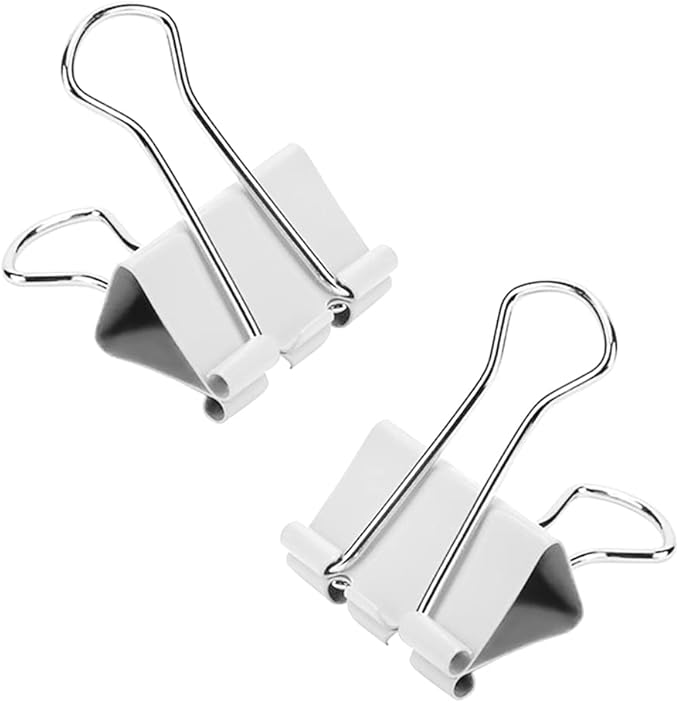 Small Binder Clips, 40 Pack, 3/4 Inch, Standard 19mm, White, Capacity 0.31 Inch, Mini Paper Clips, Fold Clamp, Office and School Supplies