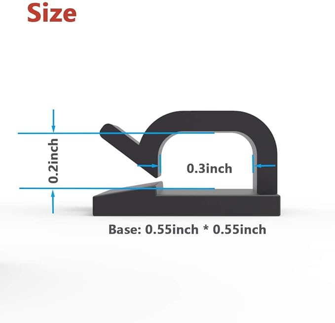 Cable Clips 40pcs with Strong Adhesive Tapes,Wire Holder Organizer Cord Management for Car, Office and Home (Black- CC05(40PCS))