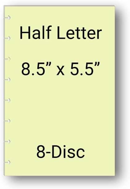 Undated Weekly Planner Inserts, Fits 8-Disc Junior/Half Letter Size Discbound Planers Calendar Refills Weekly Calendar Inserts, Undated Weekly Planner (8 Disc Half Letter)