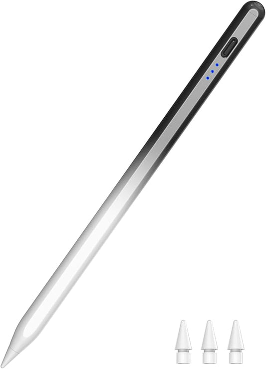 Pen for iPad 2018-2025, HATOKU 15 Mins Fast Charging Pencil 1st Generation with Tilt & Palm Rejection for iPad Air 3/4/5/M2/M3, iPad Mini 5/6/7, iPad 6/7/8/9/10/11, iPad Pro 11/12.9/M4/M5(Black White)