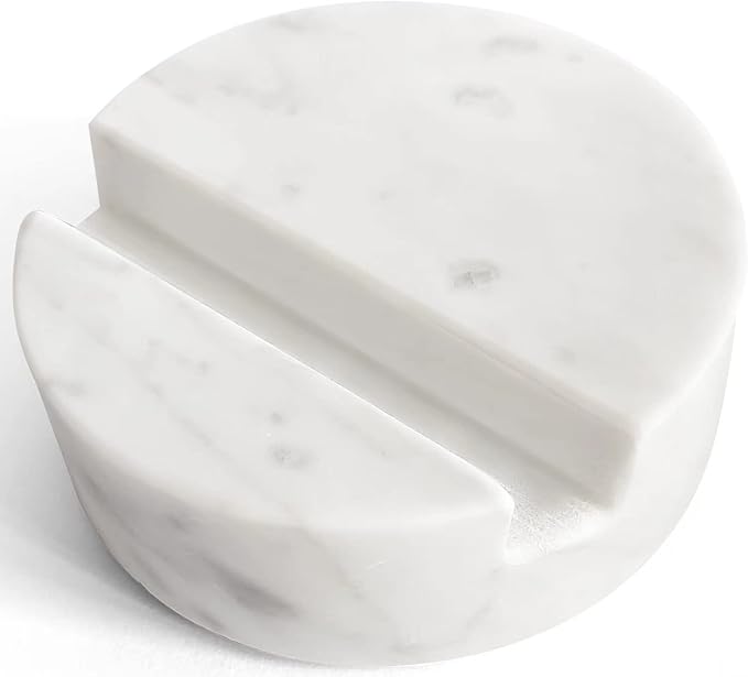 fashciaga Luxurious Marble Cell Phone Stand Holder for Cellphone Tablet On Desk, Countertop, Table, Nightstand. Heavy Real Stone Mobile Phone Stands (Solid)
