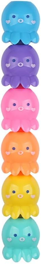 Set of 5 Octopus Color Highlighter Markers with 1 Blue Cap, Highlighter Pens for Office.