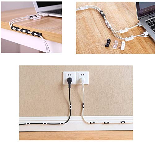 Cable Clips with Strong Self-Adhesive Pads, No Tools Required, Organize Cords and Wires, Set of 20 (Transparent, Middle)