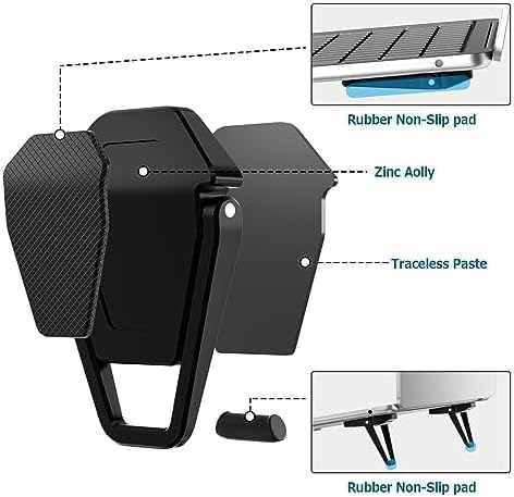 Portable Invisible Laptop Stand, Mini Aluminum Cooling Pad,Computer Keyboard Mount Kickstand,Ergonomic Lightweight Laptop Desk Stand (2pcs(Black))