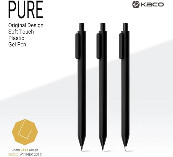 Kaco Gel Pens Black 0.5mm Fine Point 10 Pieces Retractable Aesthetic Pens Office Supplies (10 Black)