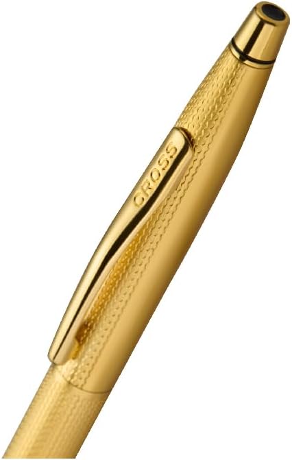 Cross Classic Century 23KT Gold Plated Engraved Diamond Pattern Ballpoint Pen - Refillable Pen for Effortless Writing - Black Ink - Durable Construction - Premier Distinctive Look - Gift Ready