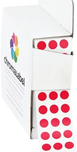 ChromaLabel 1/4 Inch Small Dot Sticker, Red Small Circle Stickers, Red Dots Labels, Small Colored Sticker Dots, 1000 Color Label in Dispenser Box