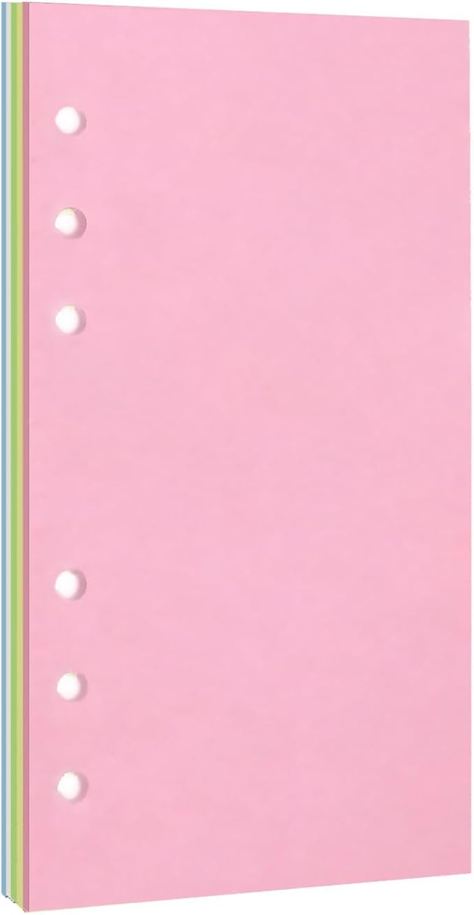 A6 Planner Inserts,Colorful Line Journal Fillers for 6-Ring Binder,5-Color Loose Leaf Planner Filler Paper (50, A6-BLANK)