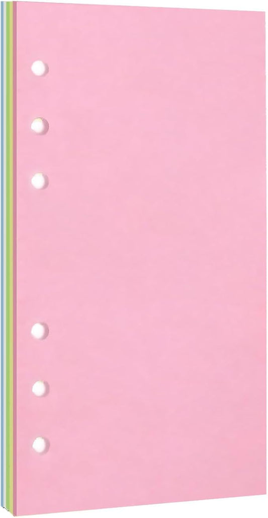 A6 Planner Inserts,Colorful Line Journal Fillers for 6-Ring Binder,5-Color Loose Leaf Planner Filler Paper (50, A6-BLANK)