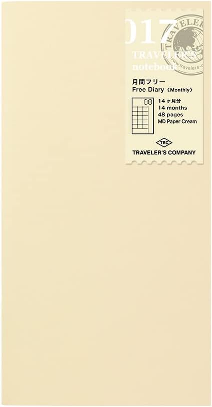 1 X Midori Traveler's Notebook (Refill 017) Monthly Diary