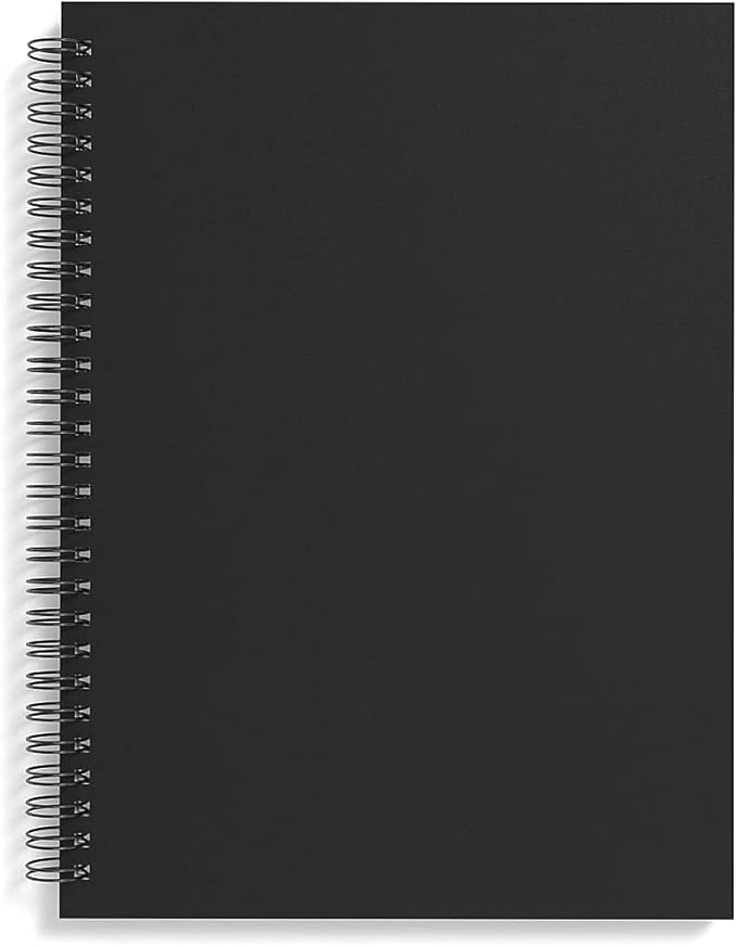 TRU RED Medium Soft Cover Meeting Notebook, Black – Ruled, Spiral Bound, 80 Sheets, Interior Pocket