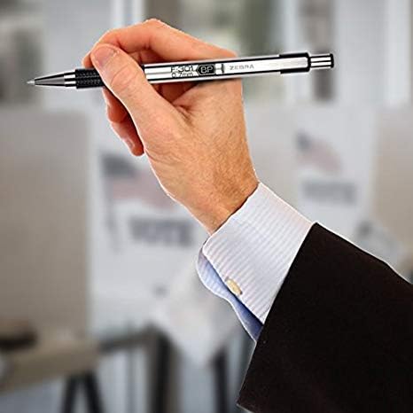 Zebra F-301 Retractable Ballpoint Pen with Stainless Steel Barrel 0.7mm Fine Point - Pack of 4; 2 Black & 2 Blue