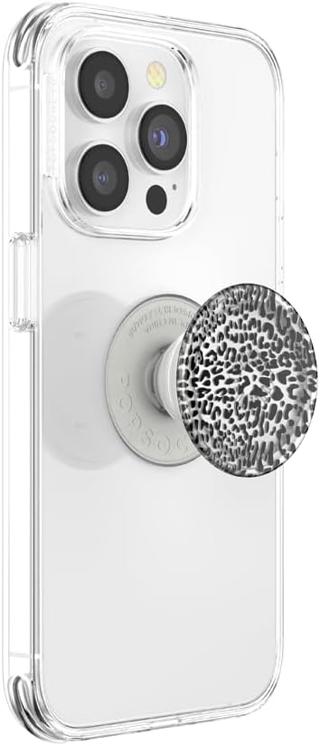 PopSockets Adhesive Phone Grip, Holder, Phone Stand, Plant-based - Translucent Black Leopard