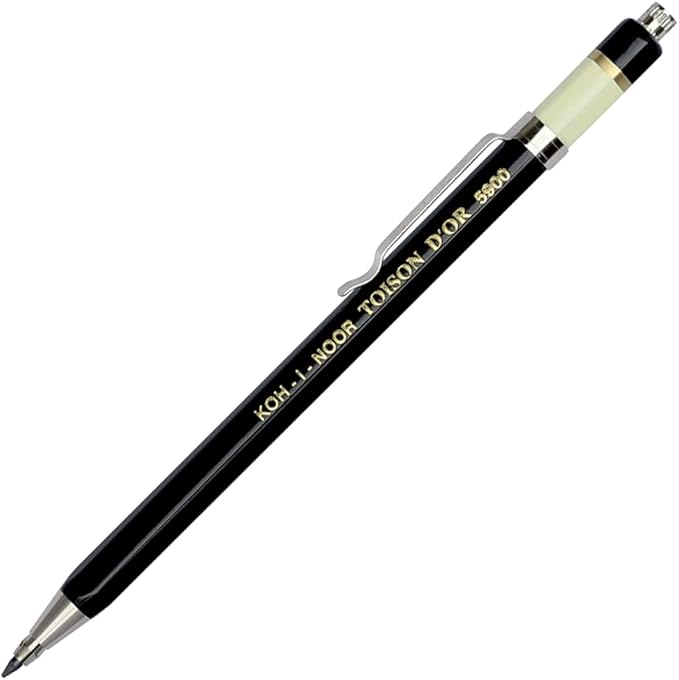 Koh-I-Noor Toison d'Or Lead Holder with Clip, 2mm x 120mm Lead, Black, 1 Each (5900CN1005KK)