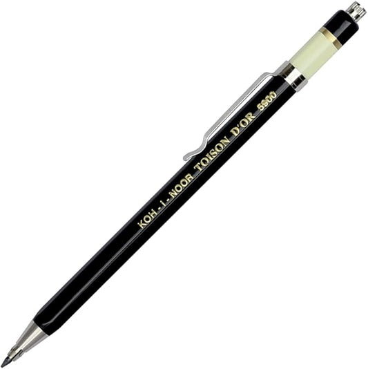 Koh-I-Noor Toison d'Or Lead Holder with Clip, 2mm x 120mm Lead, Black, 1 Each (5900CN1005KK)