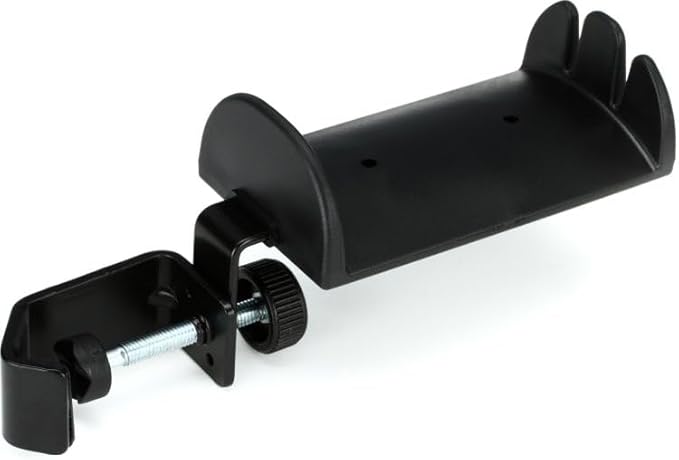 K&M Konig & Meyer 16080.000.55 Headphone Clamp-On Tube Holder | Protective Rubber Padded Arm | Slip-Resistant | Steel Design | Headset Accessory w/ Earbud / Headphone Jack Cable Rack | German Made