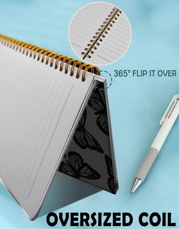 Spiral Journal Notebook for Women,A5 College Ruled Notebooks 6"x 8.4", 120 Pages (60 Sheets) Lined Journal with Premium Thick Paper,Perfect for School Office Home(Blue Butterfly)