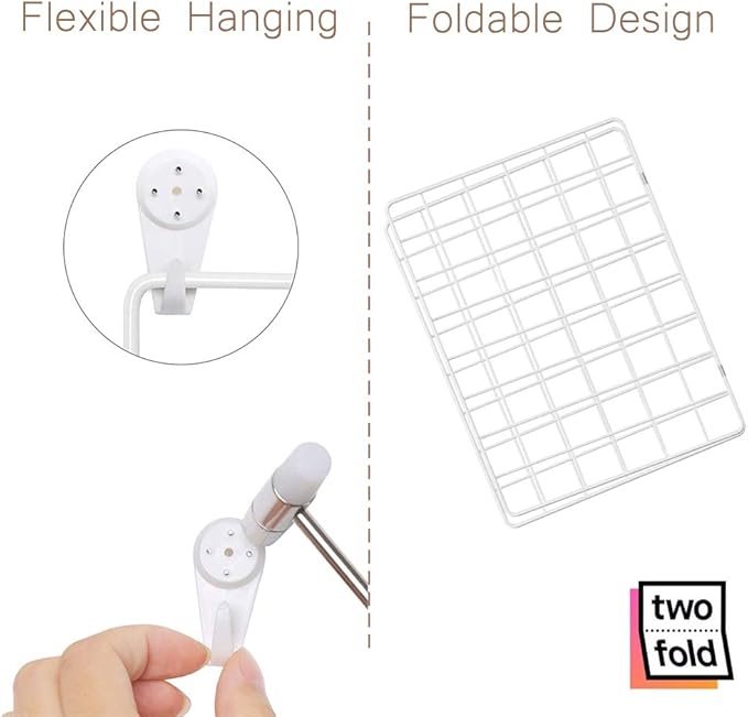 Wire Wall Grid Panel for Photo Display, DIY White Iron Picture Frames Collage for Hanging Wall Decor, Foldable Multi Pictures Organizer with 12 Clips, 31'' X 24'' Inch. (2 Pack)