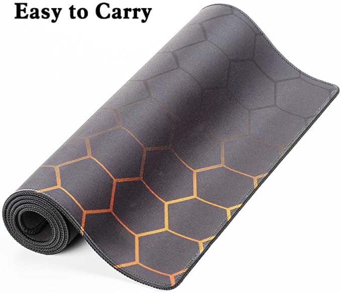 Black Gold Honeycomb Desk Pad Mouse Pad,Extend XL Mouse Mat with Stitched Edges,Non-Slip Rubber Base Large Mousepad for Office PC Keyboard Laptop and Home Work Desk Mat(31.5X11.8 in)