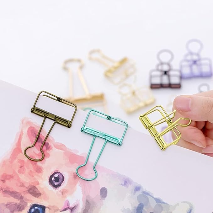 Rose Gold Hollow Out Micro Binder Clips - Small Size, 36 Pack, 3/4 Inch, Standard 19mm, Fold Clamp, Office Clips, Capacity 0.31 Inch