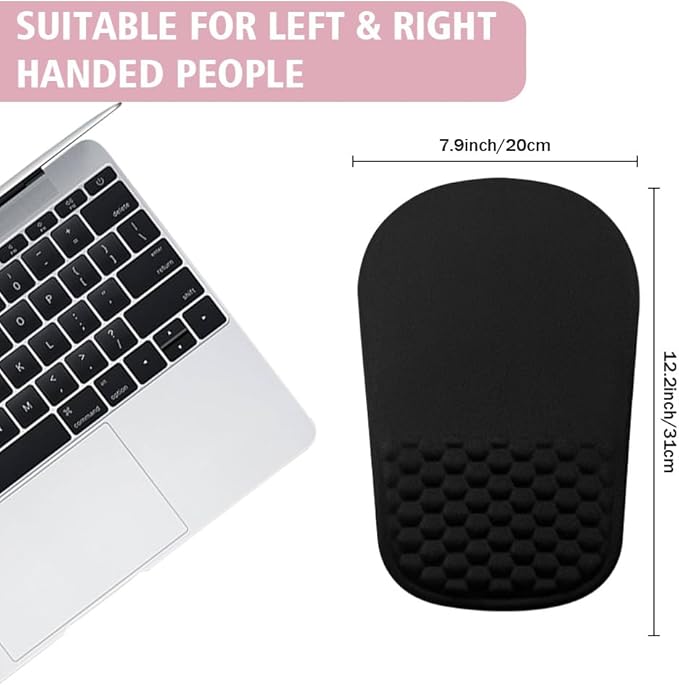 Ergonomic Mouse Pad with Wrist Rest Support, Mousepad with Comfortable Memory Foam Wrist Rest and Non-Slip PU Base for Pain Relief, Computer, Laptop, Office, Home (Black)