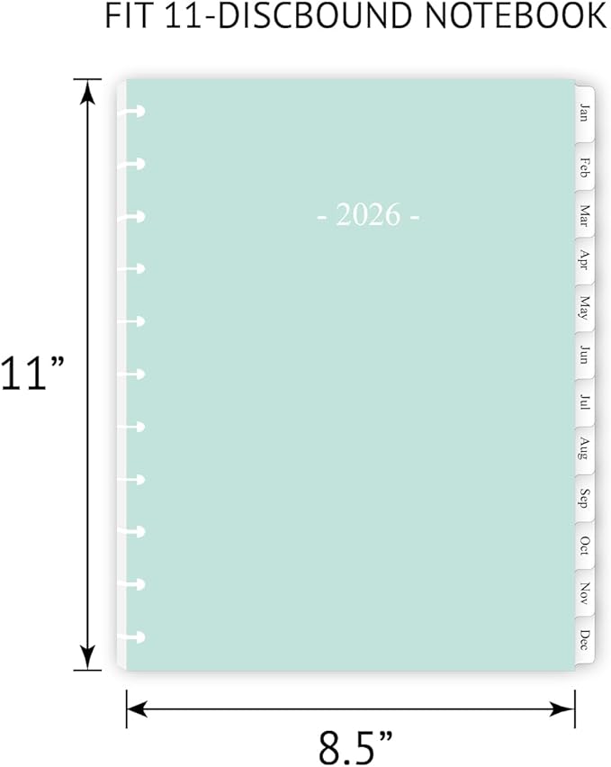 2026 Weekly Planner Refills for 11-Discbound Notebooks, Monthly Tabs, 11-Disc Punches, Letter Size, 8-1/2" x 11"