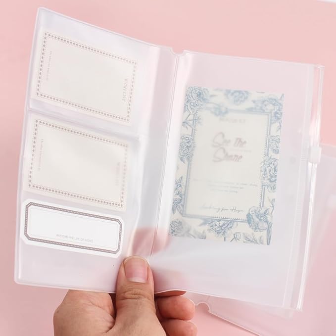 Clear Zipper Pocket for Travelers Notebook, 4 Insert Personal Size Pouch Refill with 4 Elastic Bands for TN Accessories Paper Card Holder