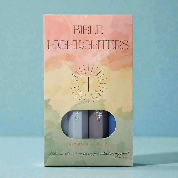 Sixhaven Bible Highlighters No Bleed - Blue - Pastel Highlighters Set of 4 - Chisel Tip Highlighter for Bible Study Supplies - Hope Faith Grace Love Markers - Journaling Supplies for Women & Men