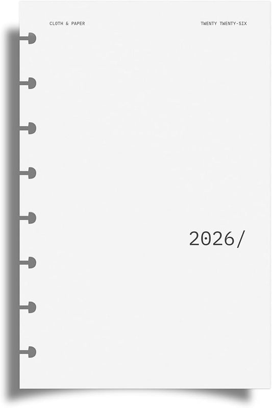 Cloth & Paper 2026 Front & Monthly Vellum Planner Dashboard Overlays | Half Letter Size 5.5 x 8.5 Inches | 13-Piece Set for 8-Disc Planners, Undated, Transparent Heavyweight Paper, Pre-Punched