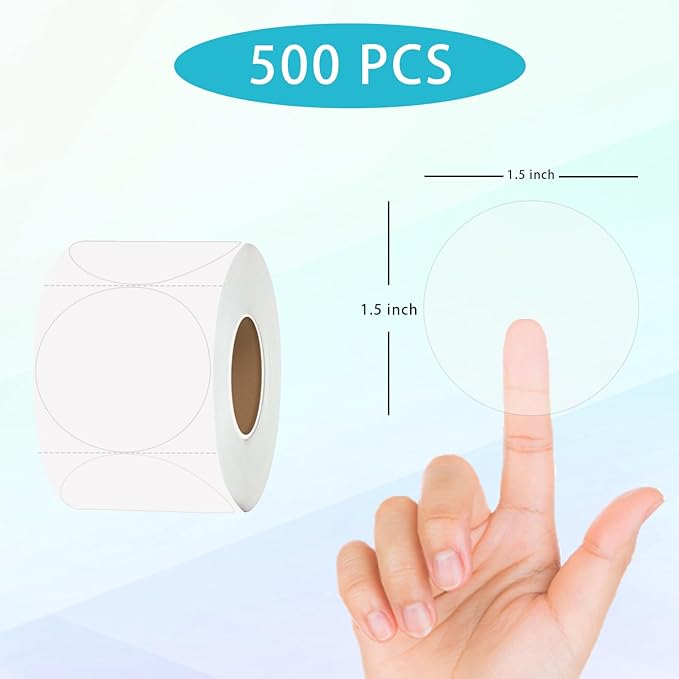 Clear Transparent Stickers,1.5 Inch Round Clear Transparent Labels for Package Envelope (500 PCS, Waterproof)